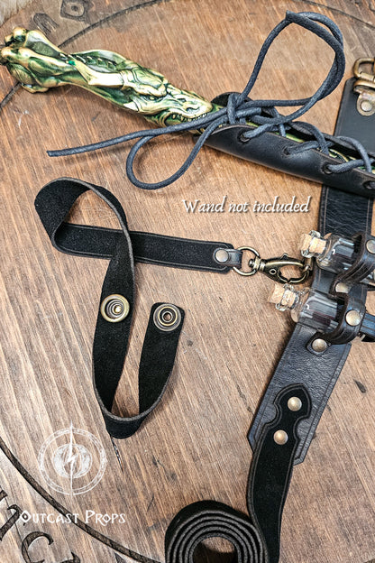Wand leather garter Holster with potion