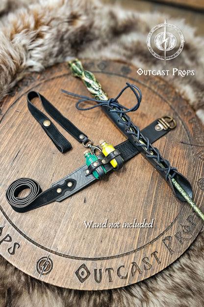 Wand leather garter Holster with potion