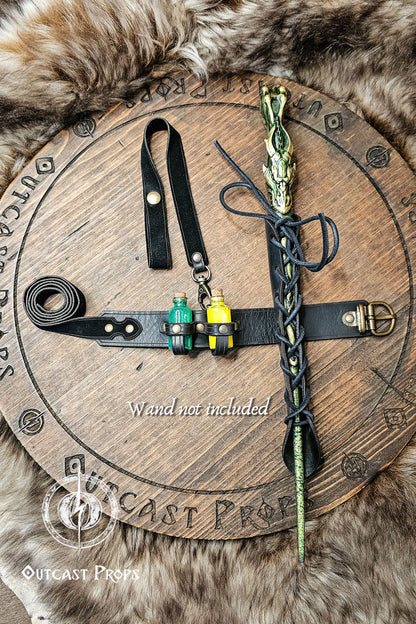 Wand leather garter Holster with potion