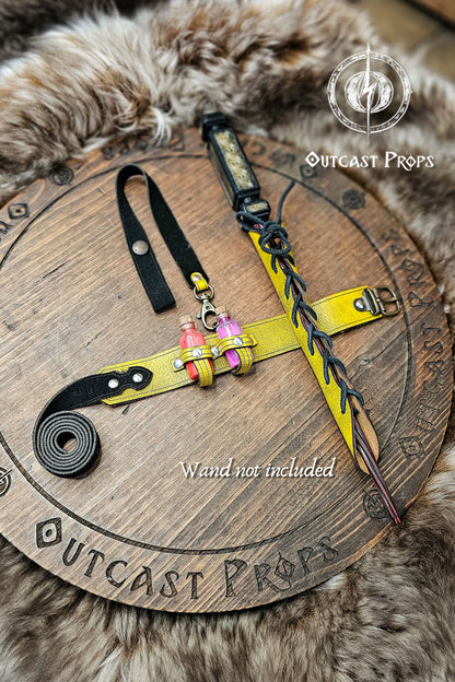 Wand leather garter Holster with potion