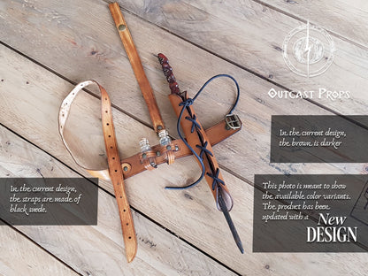 Wand leather garter Holster with potion