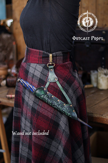 Clip On Leather Ornated Wand Holster