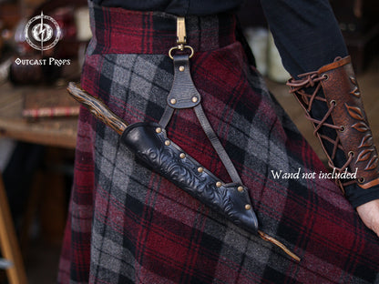 Clip On Leather Ornated Wand Holster
