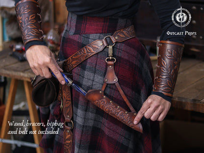 Clip On Leather Ornated Wand Holster