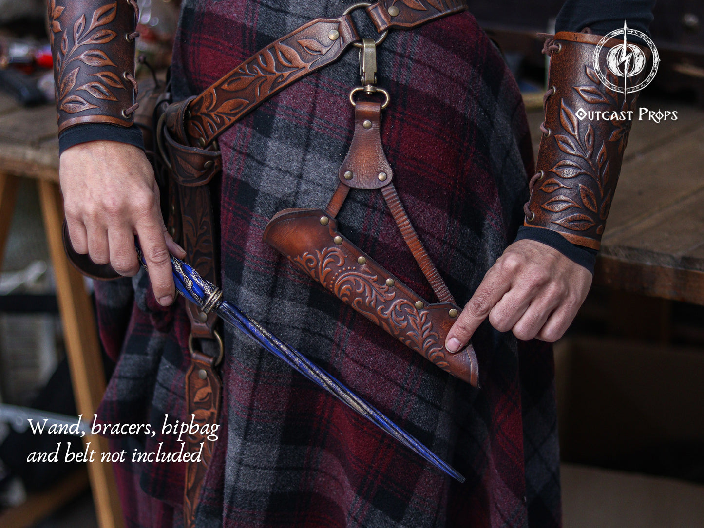 Clip On Leather Ornated Wand Holster