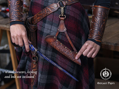 Clip On Leather Ornated Wand Holster