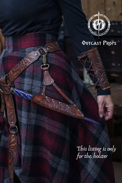 Clip On Leather Ornated Wand Holster