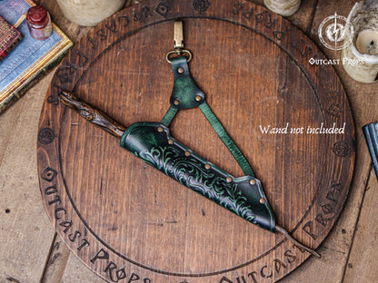 Clip On Leather Ornated Wand Holster