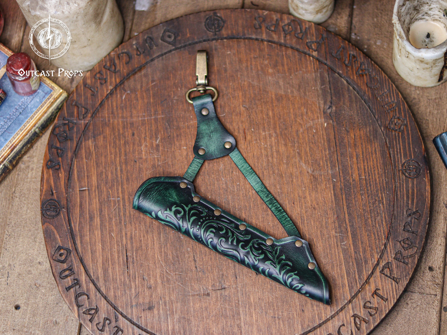 Clip On Leather Ornated Wand Holster