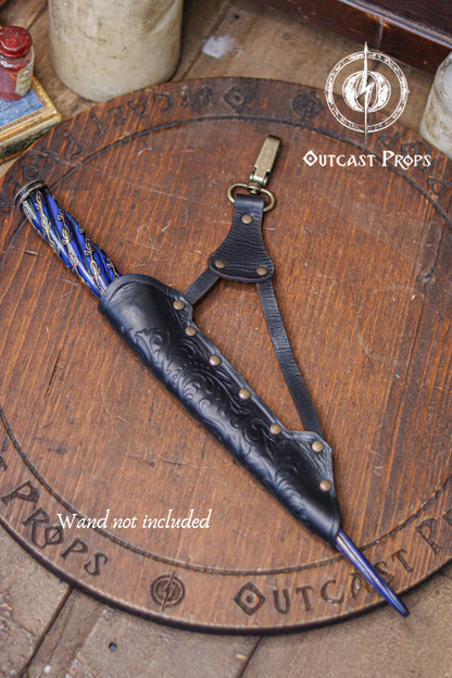 Clip On Leather Ornated Wand Holster