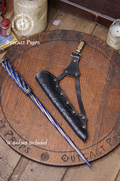 Clip On Leather Ornated Wand Holster