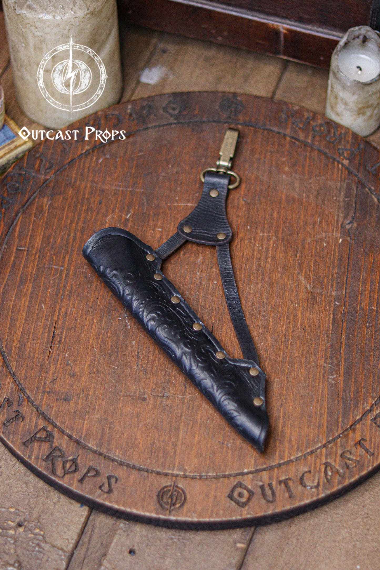 Clip On Leather Ornated Wand Holster