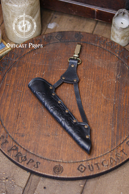 Clip On Leather Ornated Wand Holster