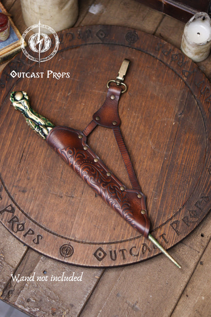 Clip On Leather Ornated Wand Holster