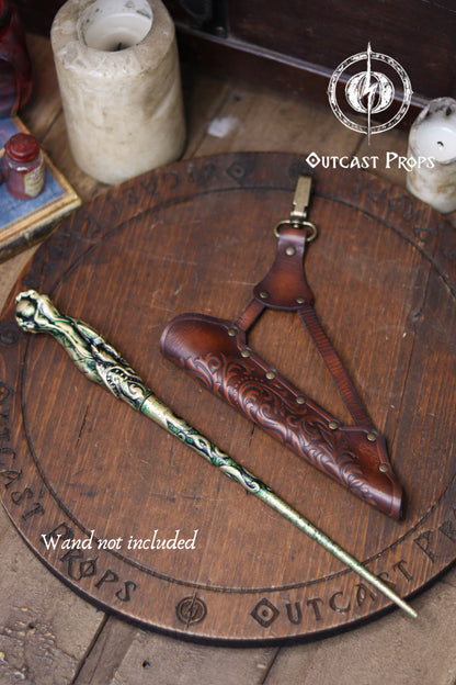 Clip On Leather Ornated Wand Holster