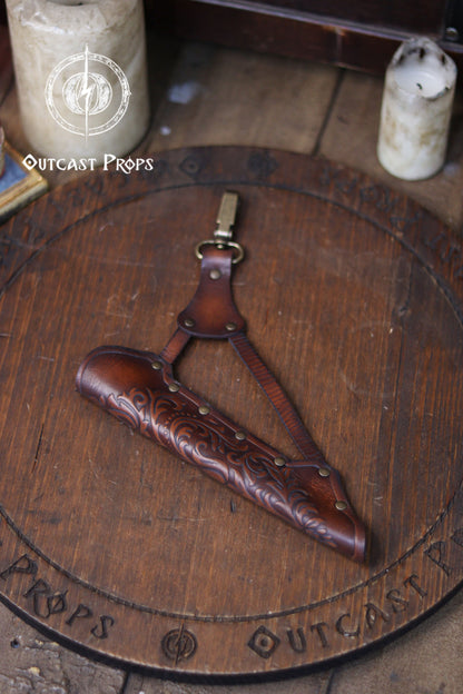 Clip On Leather Ornated Wand Holster