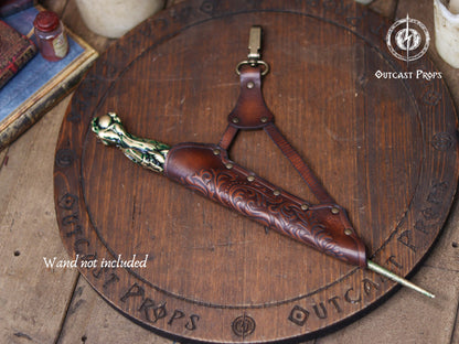 Clip On Leather Ornated Wand Holster