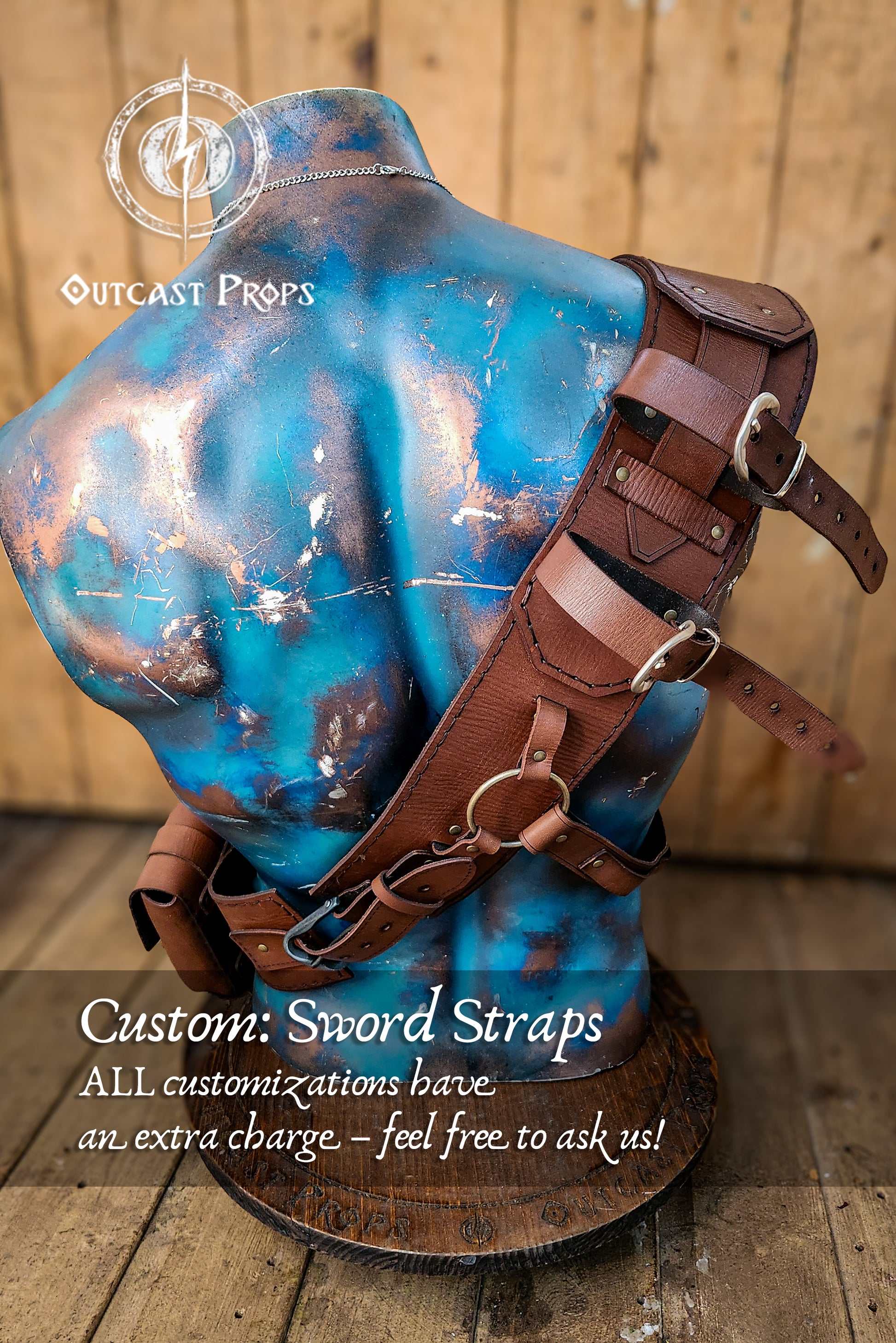 Custom leather sword strap upgrade shown on Witcher 3 ursine baldric, designed for Witcher cosplay, Geralt costume, LARP armor builds and monster hunter gear. Adjustable leather baldric with custom sword straps for bear school armor, fantasy RPGs, medieval bandolier and Witcher armor enthusiasts. Ideal leather baldric upgrade for immersive Witcher 3 cosplay outfits and LARP costume accessories.