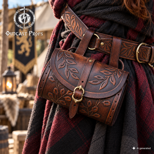 Floral Medieval Leather Hip Bag