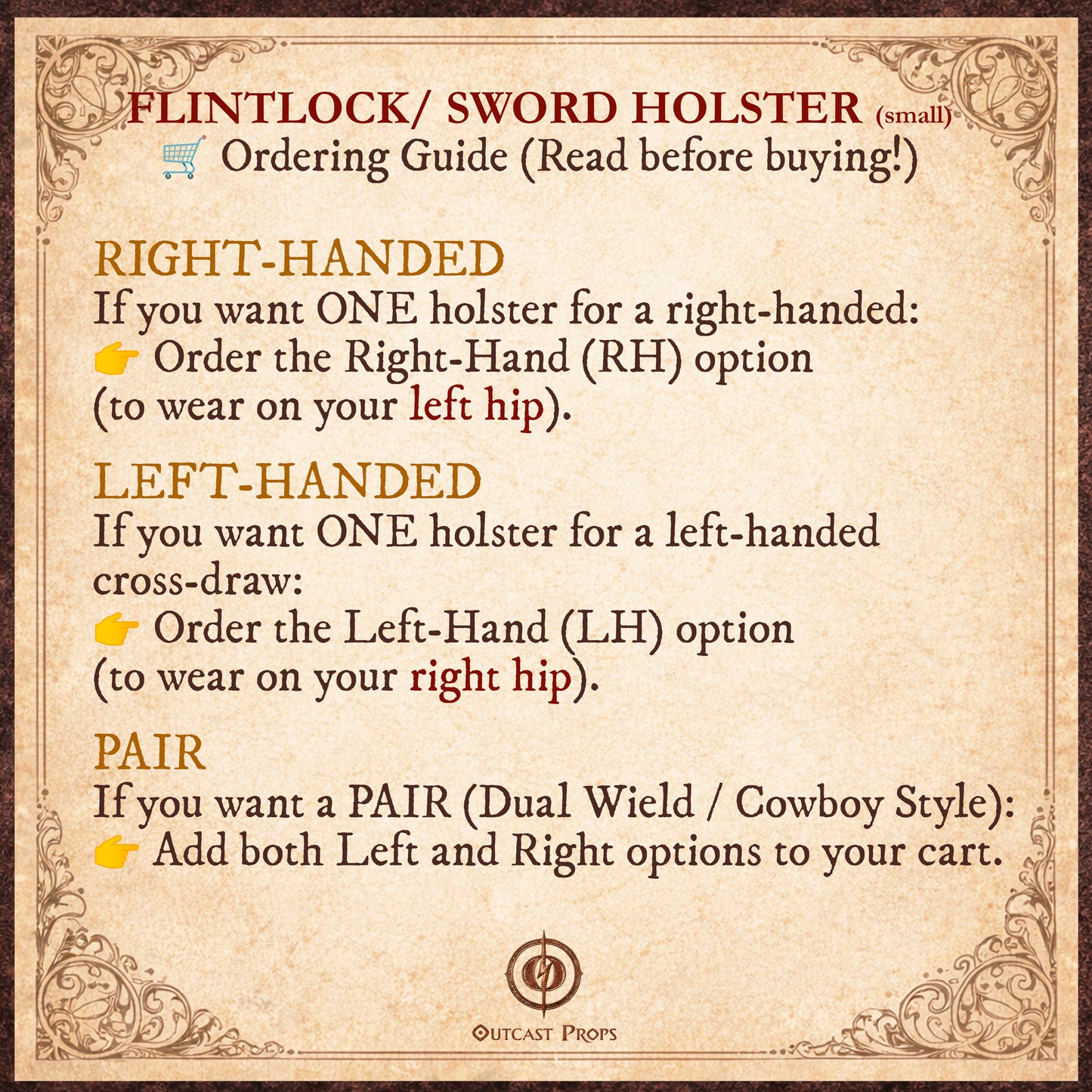 Flintlock Holster or Small Sword Frog (Ornated)