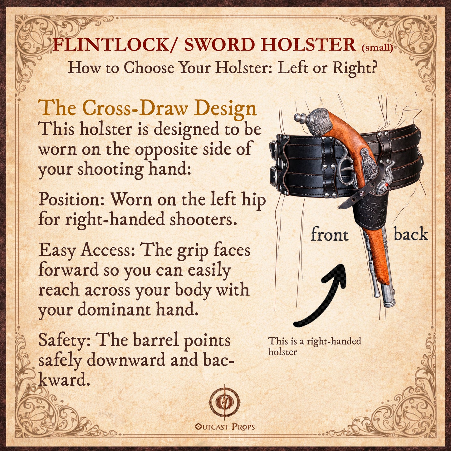 Flintlock Holster or Small Sword Frog (Ornated)