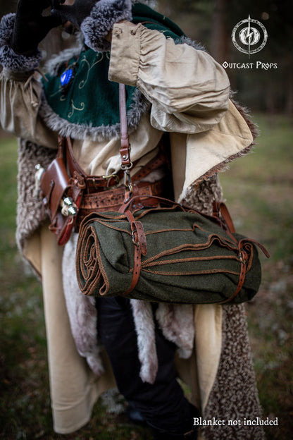 Leather Bedroll Carrier Strap Bushcraft Blanket Harness Camping Roll Holder Shoulder Sling LARP Medieval Outdoor Gear Handmade Camp Gift