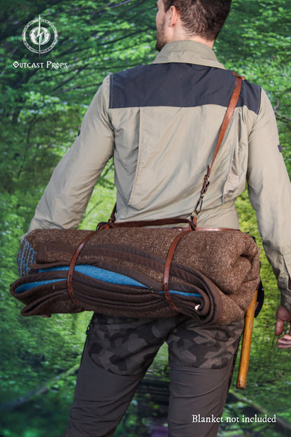 Leather Bedroll Carrier Strap Bushcraft Blanket Harness Camping Roll Holder Shoulder Sling LARP Medieval Outdoor Gear Handmade Camp Gift