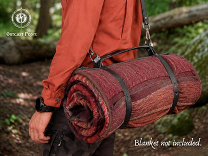 Leather Bedroll Carrier Strap Bushcraft Blanket Harness Camping Roll Holder Shoulder Sling LARP Medieval Outdoor Gear Handmade Camp Gift