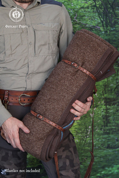 Leather Bedroll Carrier Strap Bushcraft Blanket Harness Camping Roll Holder Shoulder Sling LARP Medieval Outdoor Gear Handmade Camp Gift