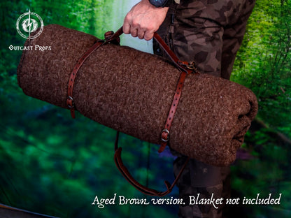 Leather Bedroll Carrier Strap Bushcraft Blanket Harness Camping Roll Holder Shoulder Sling LARP Medieval Outdoor Gear Handmade Camp Gift