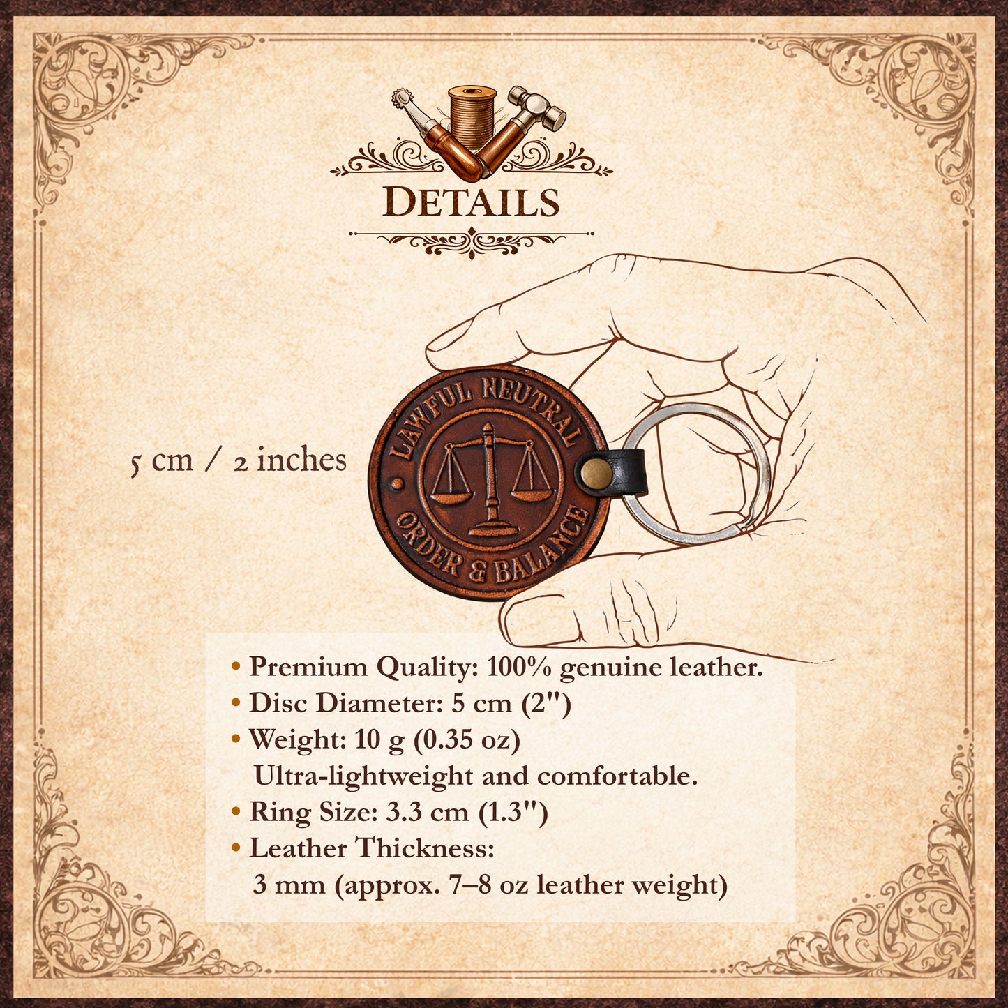 D&D Aligment Leather keyring