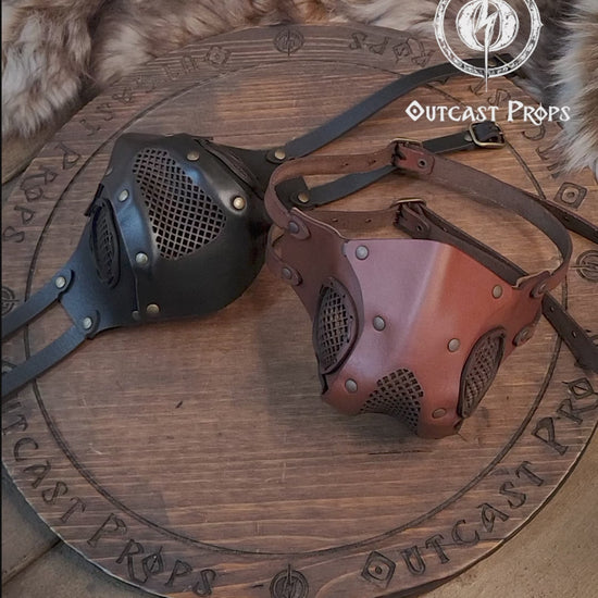 Leather Face Mask with filter pocket ready for use with disposable face masks, Paper towel or filter changeable insert washable mask. Wasteland Face Mask Respirator.