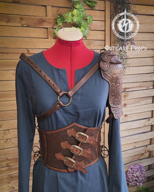 Steampunk Musketeer leather shoulder armor leather pauldron diesel punk wasteland shoulder armor burning man protect Dystopian  larp