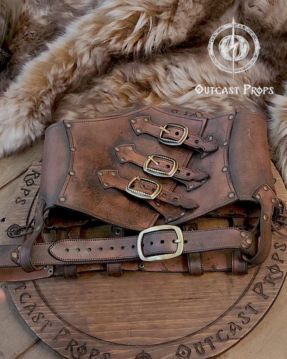 Leather Corset underbust - Steampunk larp burning man armor Witch. Brown Waist Cincher. Renfair underbust. Alchemist corset. 
