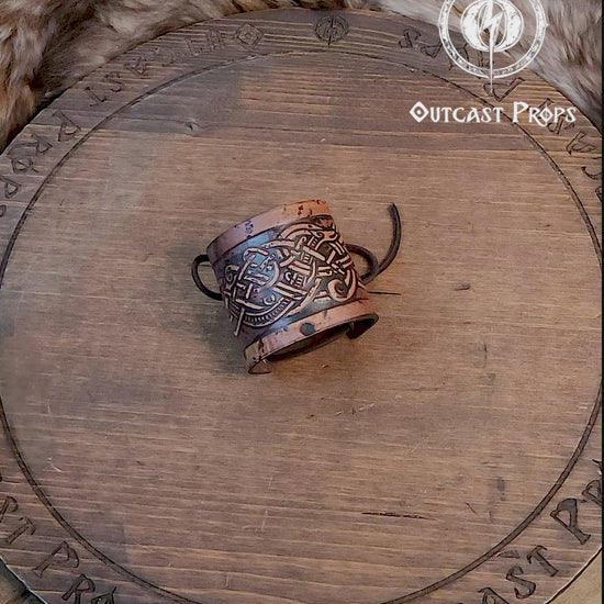 Dragon Knot Leather Wristband Old Norse Viking knot leather embossed bracer, LARP, cosplay and Fantasy