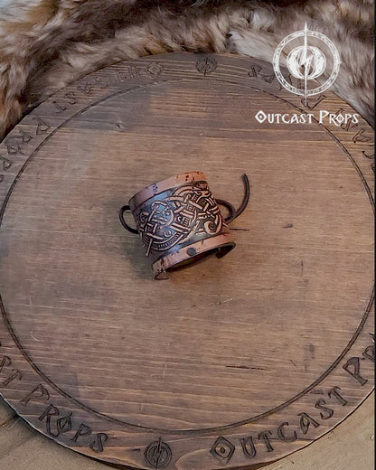 Dragon Knot Leather Wristband Old Norse Viking knot leather embossed bracer, LARP, cosplay and Fantasy