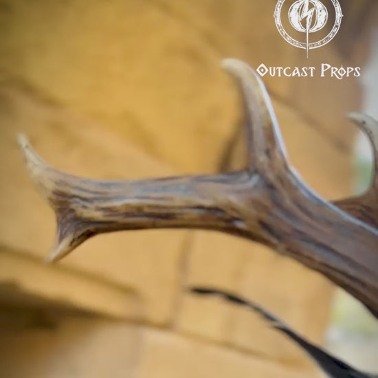 Beltane Headpiece tribal deer horns skull and feathers tiara leather and resin