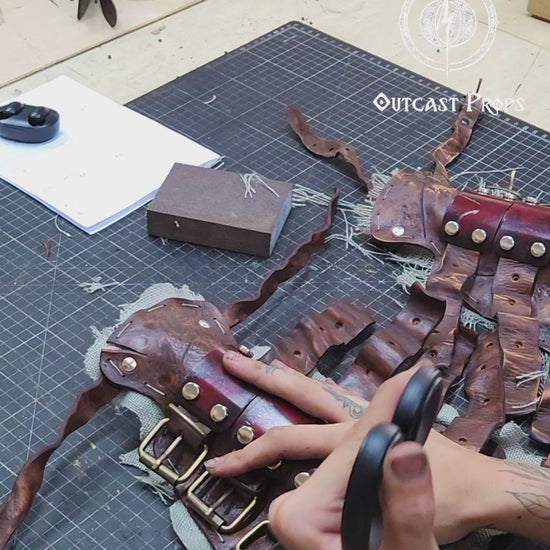 Dystopian Leather & Steel Bracer: Post-Apocalyptic Arm Guard for Wasteland Cosplay and LARP
