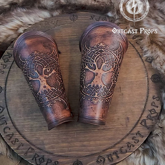 Yggdrasil Viking Leather Vambraces for LARP Cosplay Renaissance faire