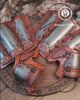 Samurai armor iron bracers, Samurai cosplay armoured leather pair of bracers for larp, leather and Iron bracers for post apocalyptic costume