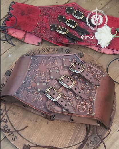 Underbust Roses Leather