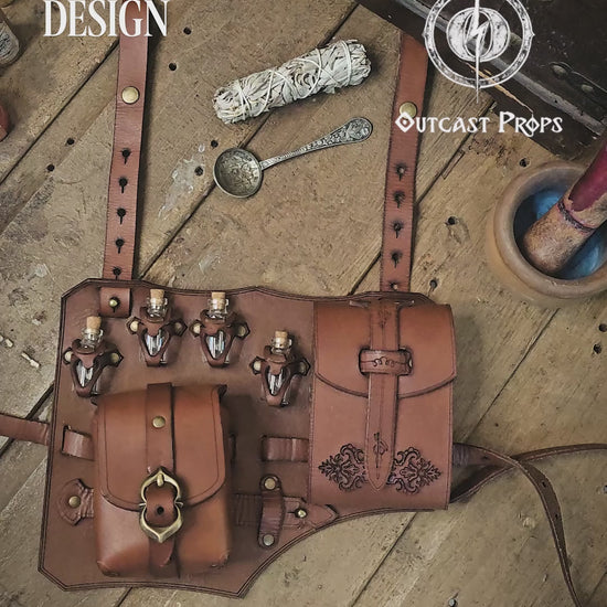 Leather Leg Harness Potion Holster: Alchemist LARP Steampunk Costume Accessory for Witch Herbologist