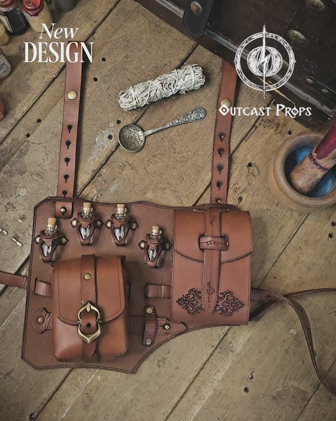 Leather Leg Harness Potion Holster: Alchemist LARP Steampunk Costume Accessory for Witch Herbologist