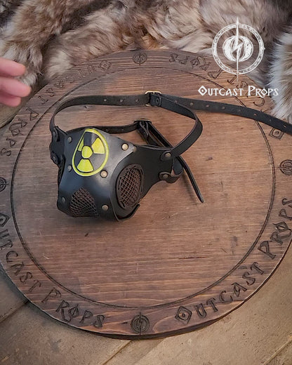 Leather Face Mask with filter pocket Radioactive ready for use with disposable face masks, Paper towel or filter changeable washable mask