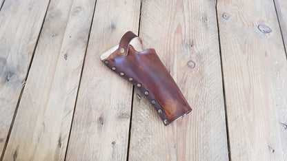 Sheath cartridge triple cannon belt made of natural leather. For pirates, steampunk, explorers and for cowboys and western revolvers