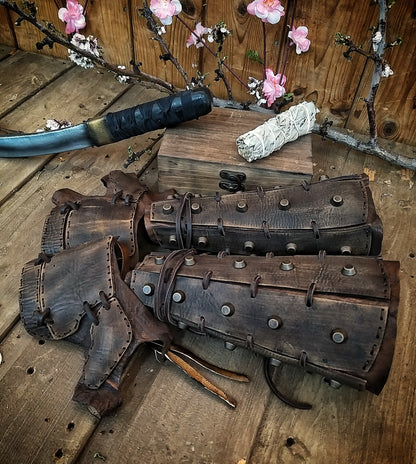 Apocalyptic Samurai Leather Bracers
