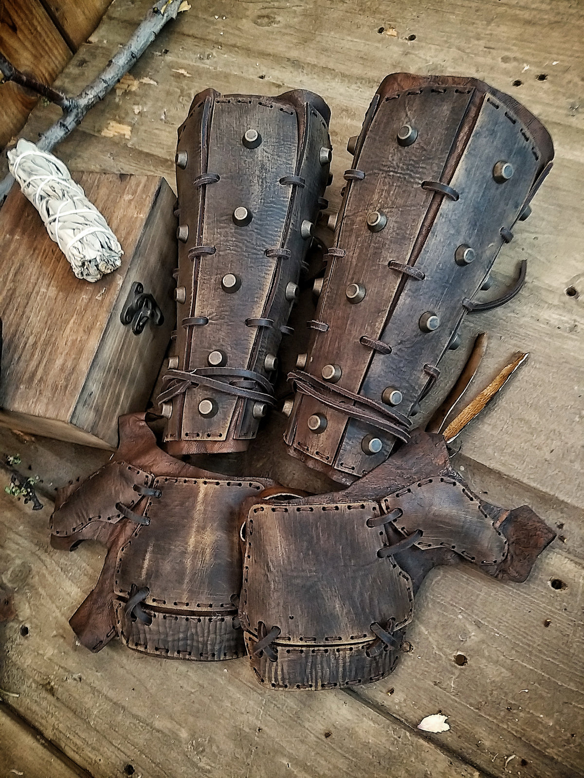 Apocalyptic Samurai Leather Bracers