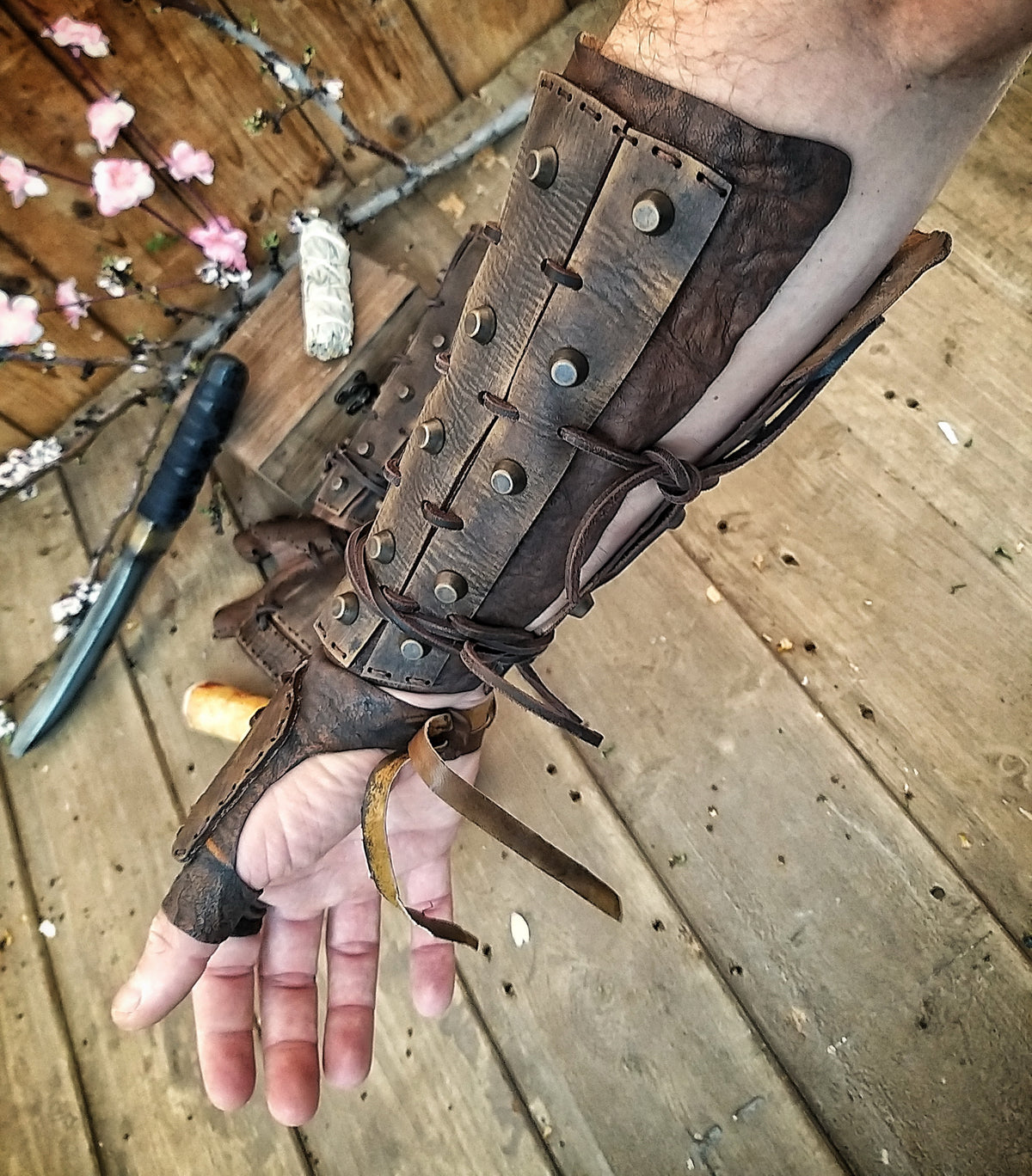 Apocalyptic Samurai Leather Bracers