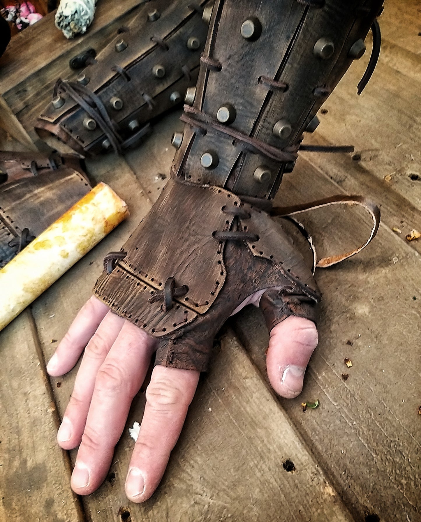 Apocalyptic Samurai Leather Bracers