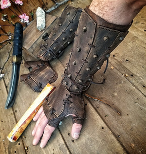 Apocalyptic Samurai Leather Bracers